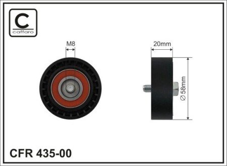 58x17x20 Ролик паска приводного VW Golf V, Jetta III, Tiguan, Passat 1.4TSI 11.05- CAFFARO 435-00 (фото 1)