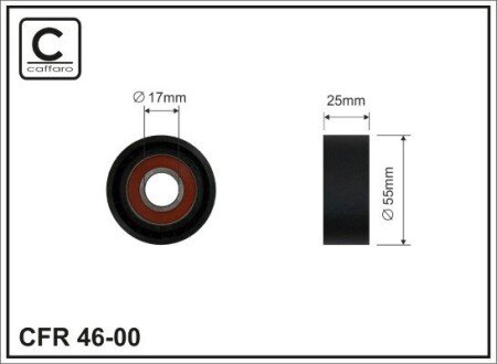 54x17x26 Ролик паска приводного Ford/Citroen/Peugeot 1.4/1.6HDi 01- CAFFARO 46-00