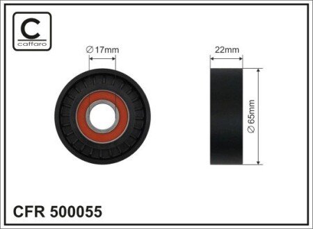 65x17x22 Ролик паска приводного DB Klasa A (W169) - A 160/ A 180/ A 200 CDI 04-, KLASA B (W245) - B 180 CDI 200 CDI 04-12 CAFFARO 500055