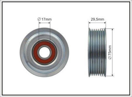 75x17x26,4 metal Ролик паразитний паска поліклинового Toyota RAV4 2,0/2,2D 06-18 CAFFARO 500103