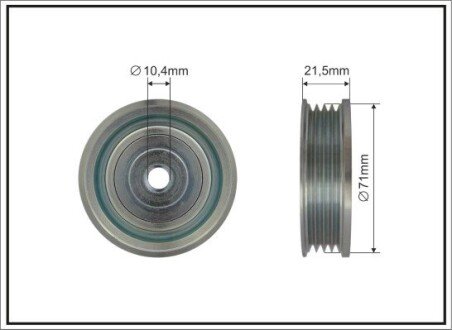 75,2x10,4x21,5 Ролик паска приводного Mitsubishi Pajero Sport 03-/Galant 2.5 V6 24V 96- CAFFARO 500208