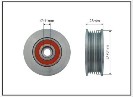 75x11x28 Ролик паска приводного MAZDA 3, 6 1.8-2.5 08.07- CAFFARO 500209