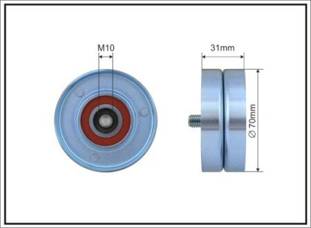 70x10x31 Ролик паска приводного Mazda 3, 5, 6, CX-7 2.0-2.2 CAFFARO 500239