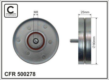 90x8x25 Ролик паска приводного Audi A4, A5, Q5 2.0TFSI 08- CAFFARO 500278