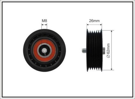 62x8x23 Ролик паска приводного Fiat 500/Tipo, Jeep Compass 1,6CRDi 11- CAFFARO 500399