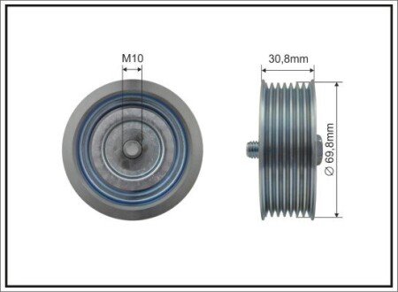 69,8x10x26,5 Ролик паска приводного Nissan 350 Z (Z33) 05-/GT-R (R35) 09- CAFFARO 500429