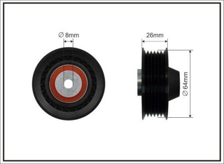 64x8x22,5 Ролик паска приводного MB 250GD 2.5D (OM601D23/ OM602D29/ OM603D35) 12.88- CAFFARO 80-12