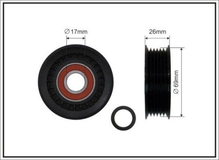 69x17x22,5 Ролик паска приводного Opel/Saab 3.0 V6 Cdti CAFFARO 84-91