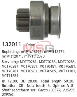 Бендикс стартера CARGO 132011