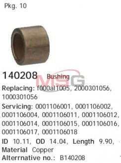 Втулка підшипника стартера Audi 80/90 88-96, 100/200 85-91, A4/A6 95-08, A8 94-03, TT 99-06 Seat Cordoba 99-05, Ibiza 93-05, Toledo 92-04 Skoda Fabia/Octavia 00-08 VW Golf 84-06, Jetta 85-07, Passat 90-05, Polo 97-05, Sharan 96-08 CARGO 140208