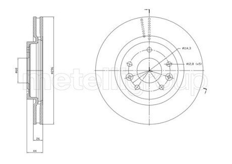 Тормозной диск перед. Qashqai/X-Trail 13- (296x26) CIFAM 800-1762C