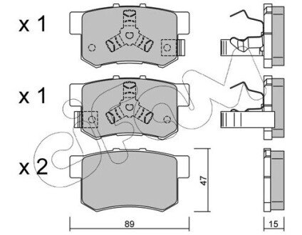 Тормозные колодки зад. Civic 98-/Accord 90-03 (Akebono) (47,8x88,9x14,5) CIFAM 822-173-1