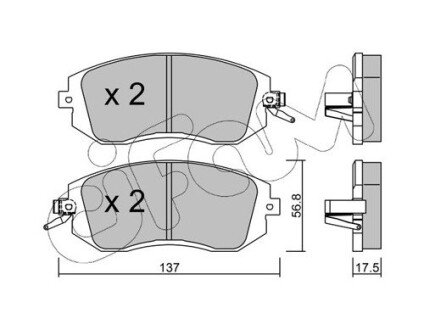 Гальмівні колодки пер. Subaru Impreza 02-/Forester 02- (akebono) CIFAM 822-500-1 (фото 1)