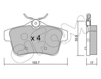 Тормозные колодки зад. Citroen C4 09-/Peugeot 3008 09- (TRW) CIFAM 822-855-0