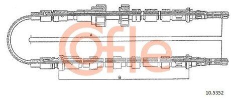 Трос ручного гальма зад. Ford Escort/Orion 5/91- 3273/1311+1400 COFLE 10.5352