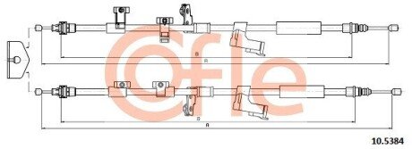 Трос ручного гальма зад. (диск) Ford Focus 11- COFLE 10.5384