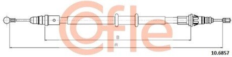 Трос ручного гальма зад. Л/П (1730/1208mm) (коротка база) Renault Master 2010- COFLE 10.6857
