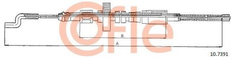 Трос ручного гальма зад. Л/П VW T4/Caravelle/Multivan DS1,9-2,4-2,5 91-96 (барабанні гальма) 844/506 COFLE 10.7391