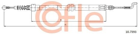 Трос ручного гальма зад. Л/П VW T4/Caravelle/Multivan DS1,9-2,4-2,5 -ch.70W120001> 97- (дискові гальма) 953/720 COFLE 10.7393