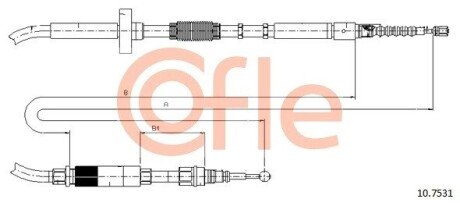 Трос ручного гальма задн. L/P 1805/1640 Audi A4 01.95- COFLE 10.7531 (фото 1)