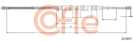 Трос ручного тормоза зад. Л/П (1620мм)) Skoda Octavia I 1.4/1.6/1.9D 09.96-12.10 COFLE 10.9037