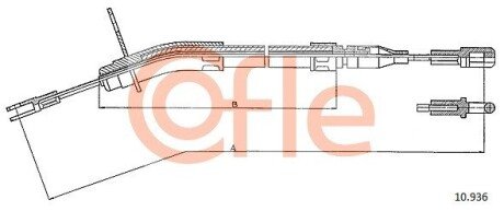 Трос ручного гальма правий DB W123 76-85 COFLE 10.936