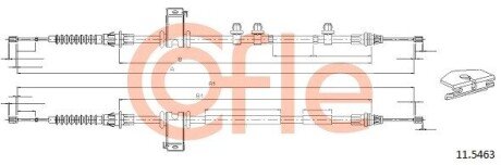 Трос ручного гальма зад. Ford Fiesta 2009- 1360/1195+ 1325/1165 COFLE 11.5463