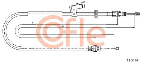 Трос ручного гальма зад. Л Ford Transit (WA6) 2006/05-2015/06 COFLE 11.5494
