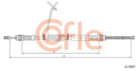 Трос ручника лiвий Ford Transit 4/00- L 1648 COFLE 11.5667