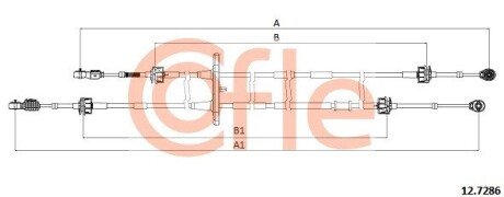 Трос КПП Fiat Doblo 1.4/1.6D/2.0D 10- (1454/1326mm) COFLE 12.7286