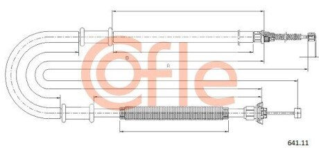 Трос ручного тормоза зад. левый Fiat Doblo 01- COFLE 641.11