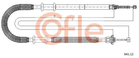 Трос ручного гальма правий Fiat Doblo 1.2-1.9JTD 03.01- COFLE 641.12