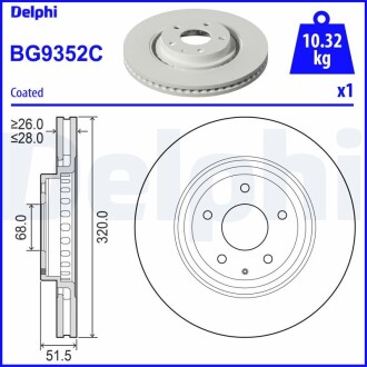 Гальмівний диск Delphi BG9352C