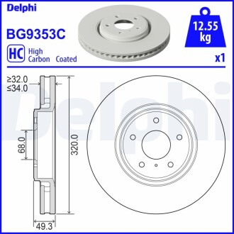 Тормозной диск Delphi BG9353C