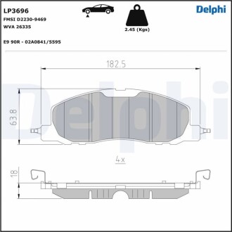 Тормозные колодки, дисковые. Delphi LP3696