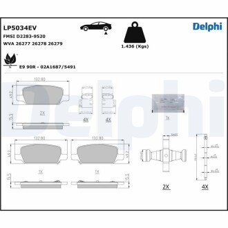 Тормозные колодки, дисковые. Delphi LP5034EV