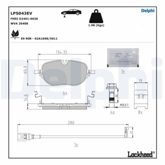 Тормозные колодки, дисковые. Delphi LP5043EV