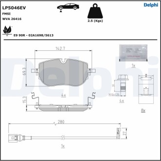 Тормозные колодки, дисковые. Delphi LP5046EV