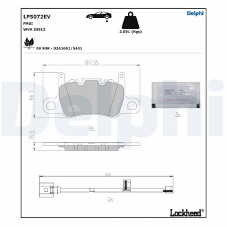 Тормозные колодки, дисковые. Delphi LP5072EV