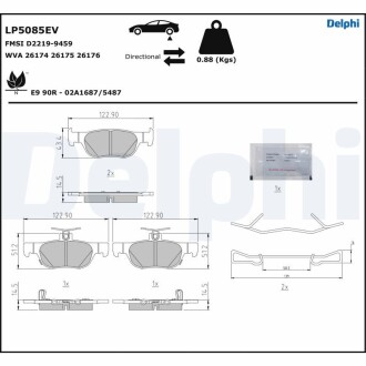 Тормозные колодки, дисковые. Delphi LP5085EV