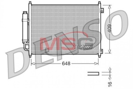 Радіатор кондиціонера 2.0MPI 16V, 2.5MPI 16V, 2.0DCI 16V, 1.6DCI 16V NISSAN X-Trail T32 14-21, X-Trail T31 07-14 DENSO DCN46001