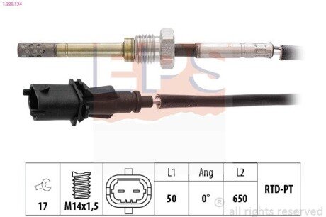 Датчик температури випускних газів PSA Nemo 1.3HDi 16-/Bipper 1.3HDi 15-/Fiat 500L/500X 1.3D 12-/Fiorino 1.3D 09- EPS 1.220.134 (фото 1)