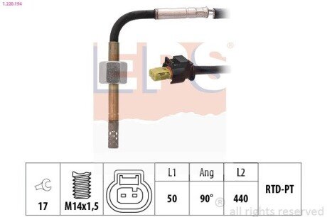 Датчик температури випускних газів MB OM642.852/OM642.853/OM642.854 EPS 1.220.194