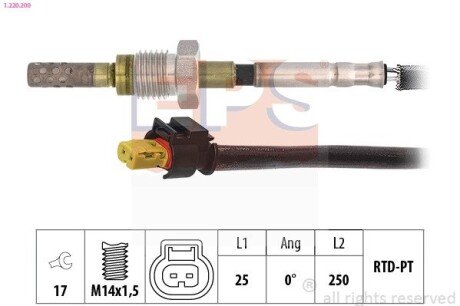 Датчик температури випускних газів MB A (W169) 160CDI/180CDI/200CDI 04-12 EPS 1.220.200