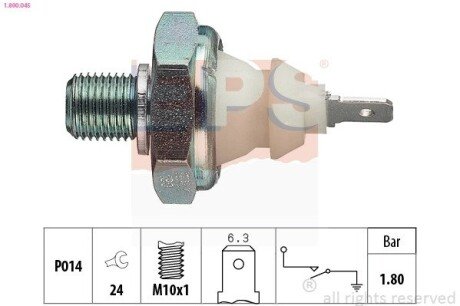 Датчик тиску масла (білий) Audi/VW 1,8 bar EPS 1.800.045