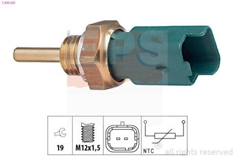 Датчик температуры охол. Fiat 1.2-1.9JTD 99-,Opel 1.3-1.9 CDTI 03- EPS 1.830.261