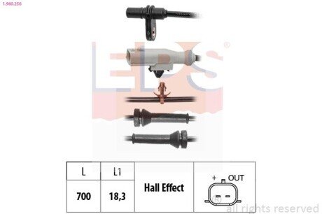 Датчик ABS Nissan Qachqai 1.2-2.0 2013- EPS 1.960.256