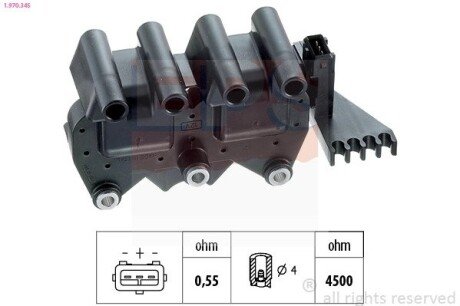 Котушка запалювання Fiat Doblo/Lancia Delta II (836) 1.6 16V 95- EPS 1.970.345 (фото 1)