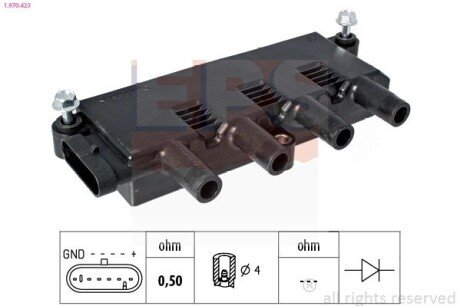 Катушка зажигания Fiat Punto/Doblo 1.2-1.4 05- EPS 1.970.423