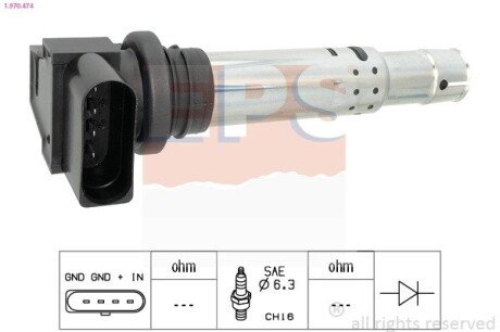 Катушка зажигания VW Passat/Skoda Octavia/Seat Toledo 1.2-1.6 98- 12V EPS 1.970.474